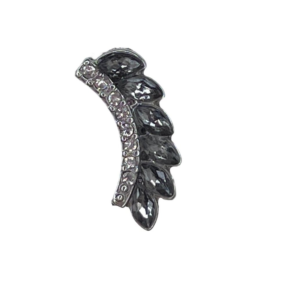 Grey Helix Cartilage Earring Stud Leaf Shape Gems and Cubic Zirconia Border .5"